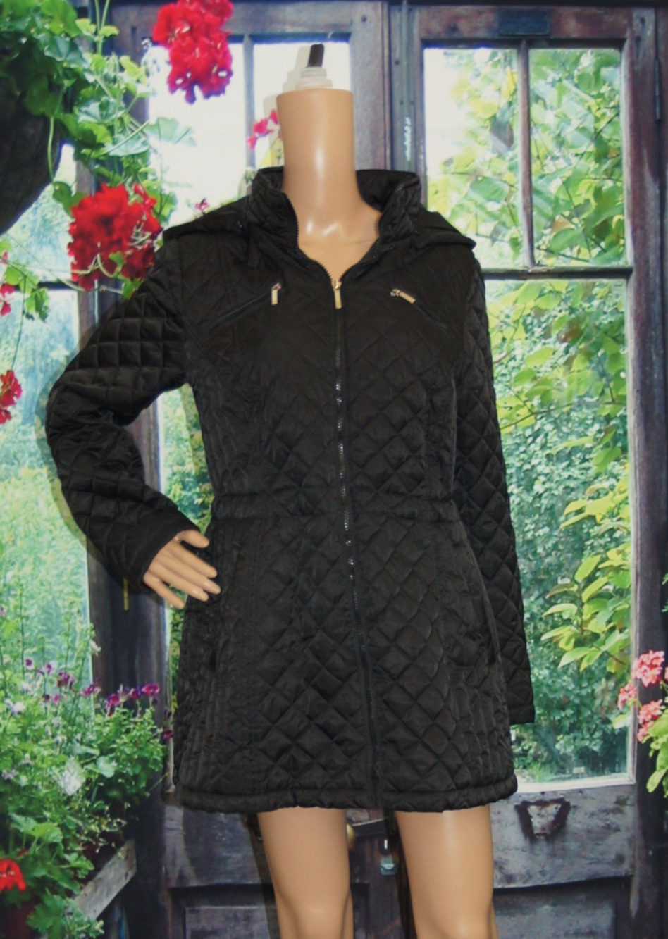 Laundry by Design Black Quilted Coat size L